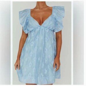 Thirty/Thirty Light Blue Floral Ruffle Babydoll Dress M